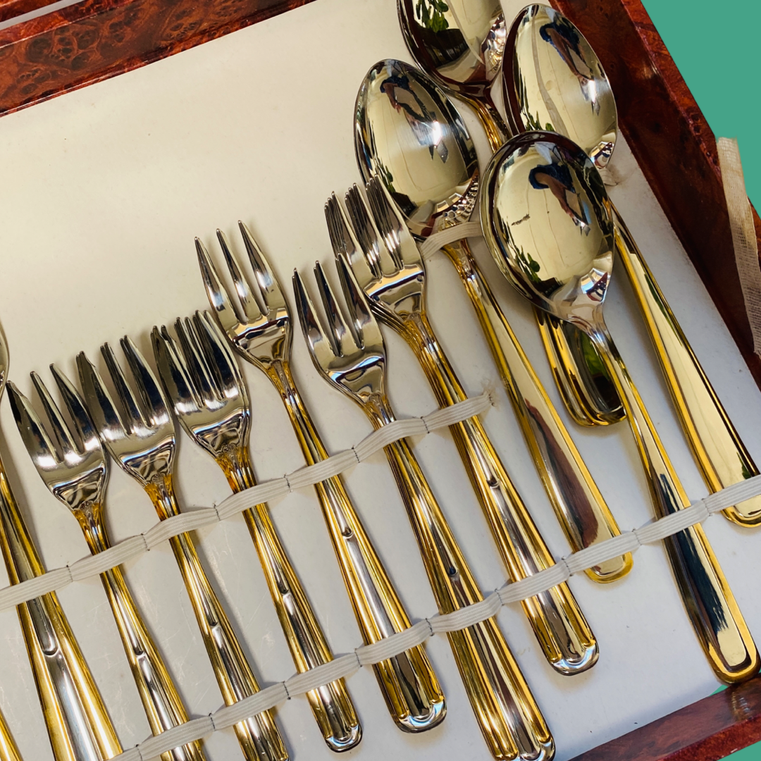 Gold and Silver Cutlery Set