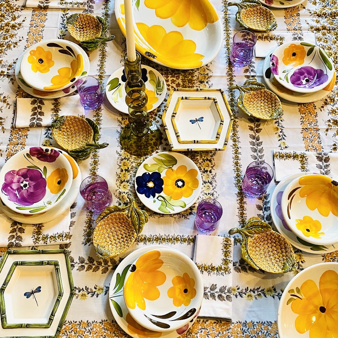 Lilac and Yellow Sunflower Plates