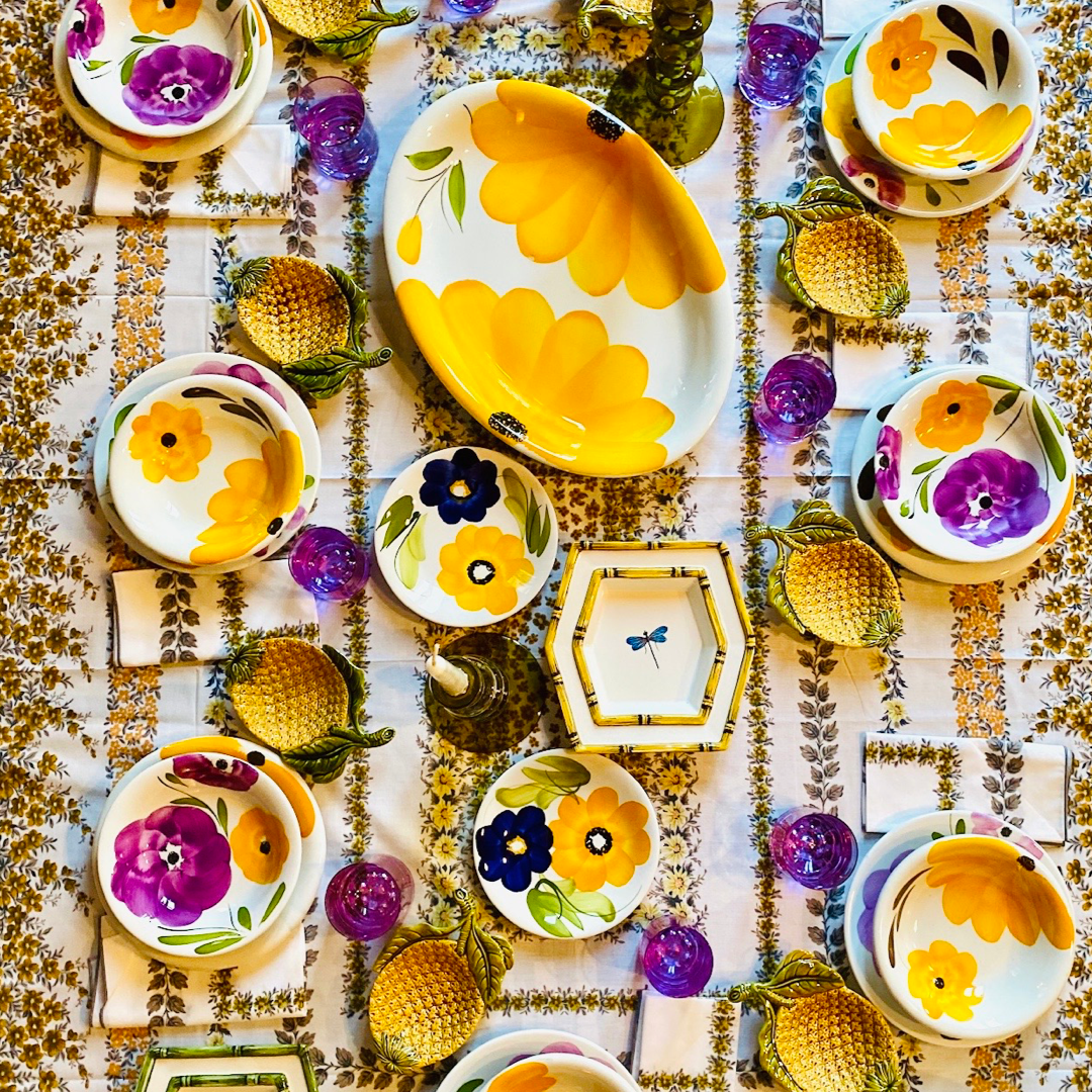 Lilac and Yellow Sunflower Plates