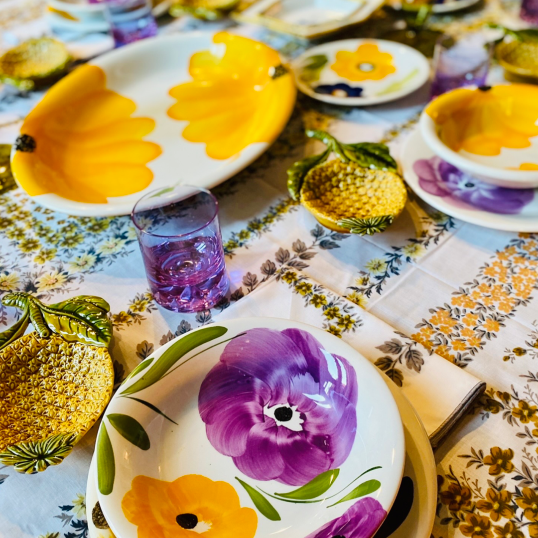 Lilac and Yellow Sunflower Plates