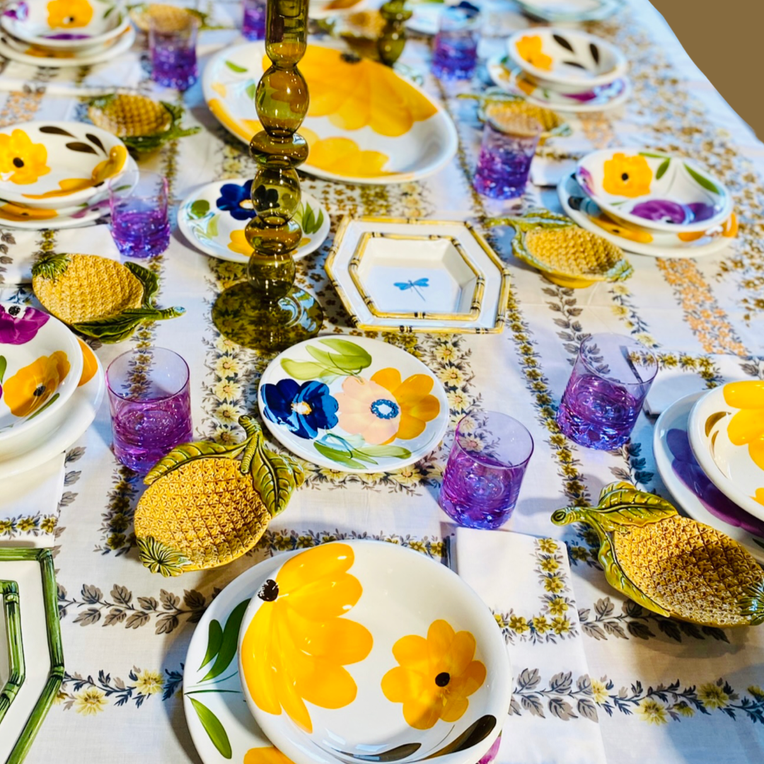 Lilac and Yellow Sunflower Plates