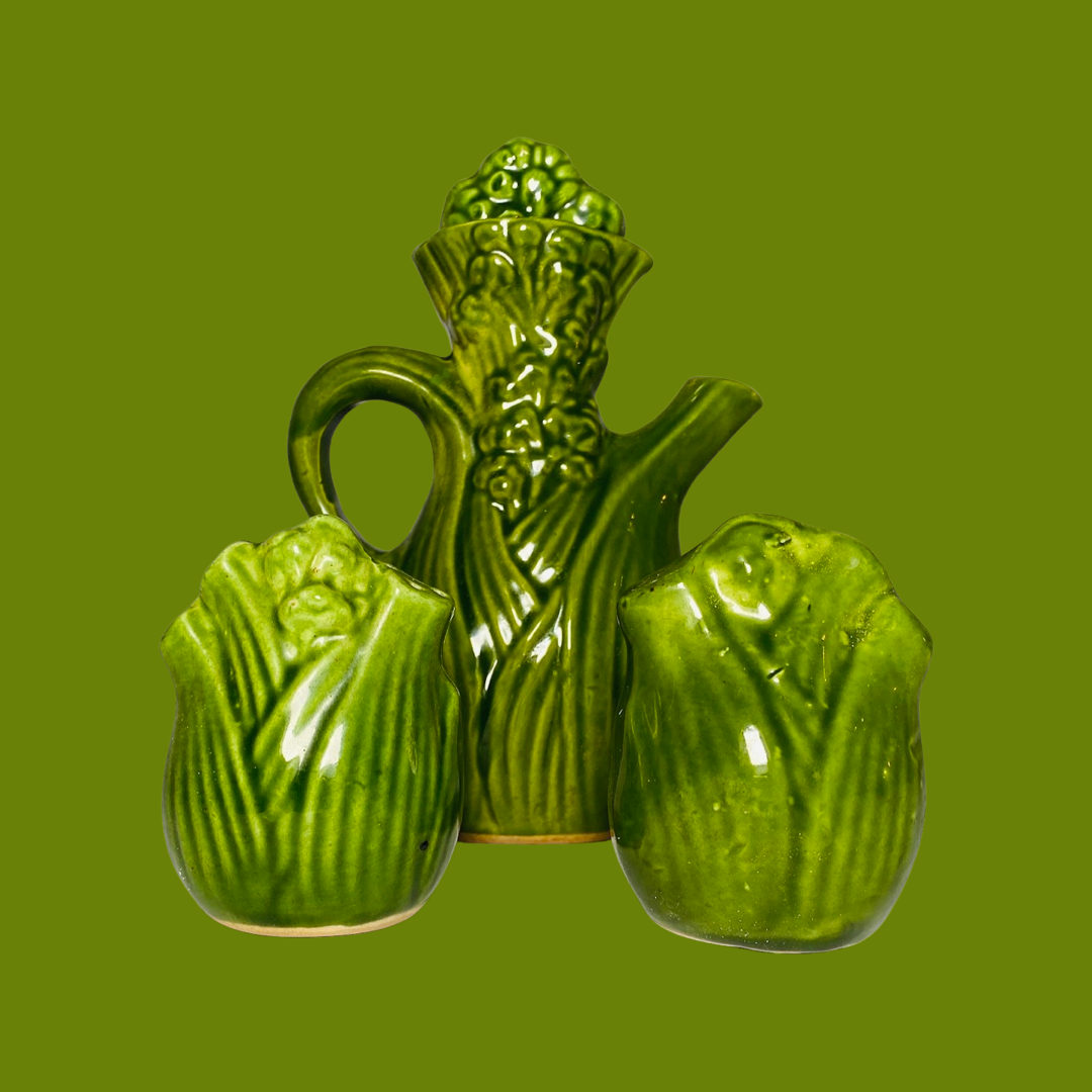 Verdure Verdi Fennel Oil Carafe, Salt and Pepper Shakers