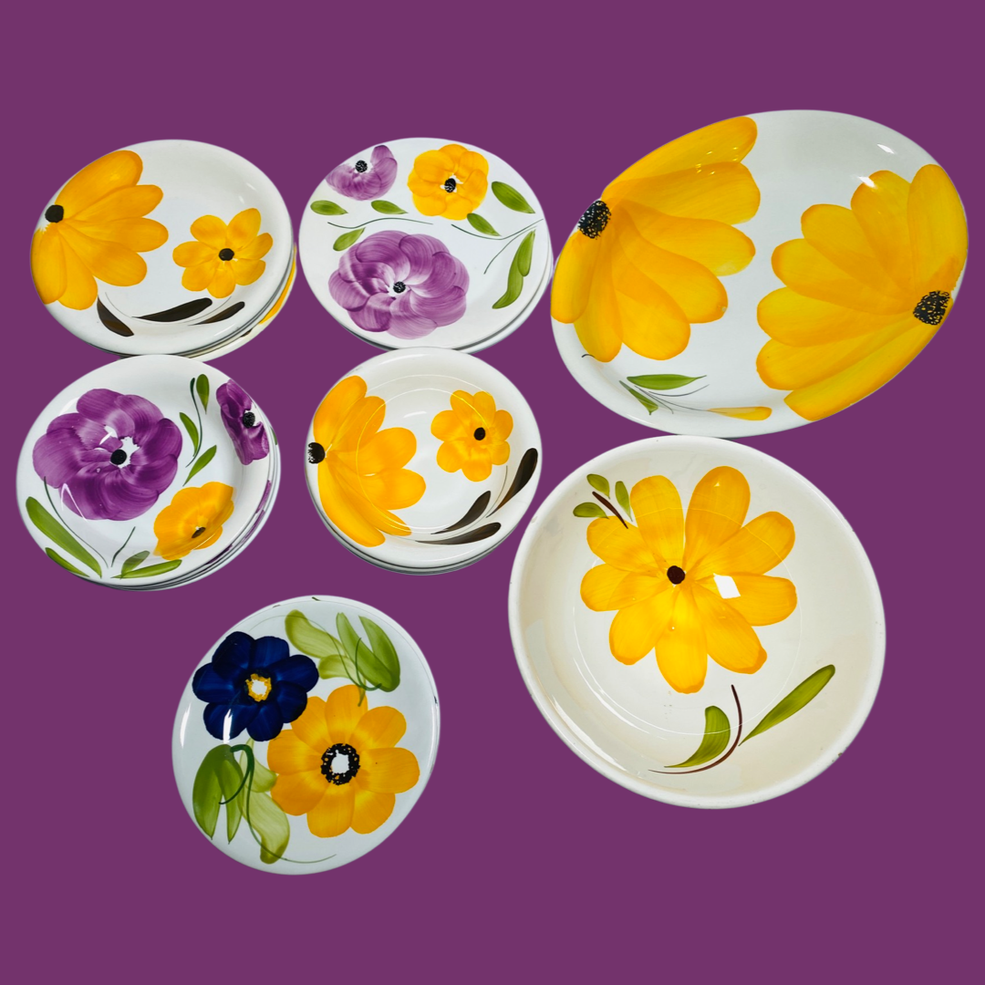 Lilac and Yellow Sunflower Plates