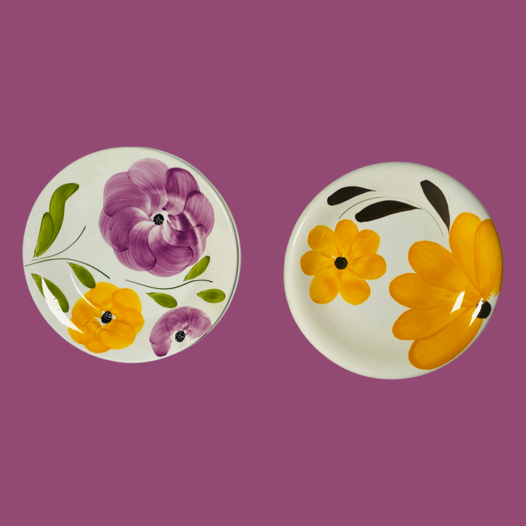 Lilac and Yellow Sunflower Plates